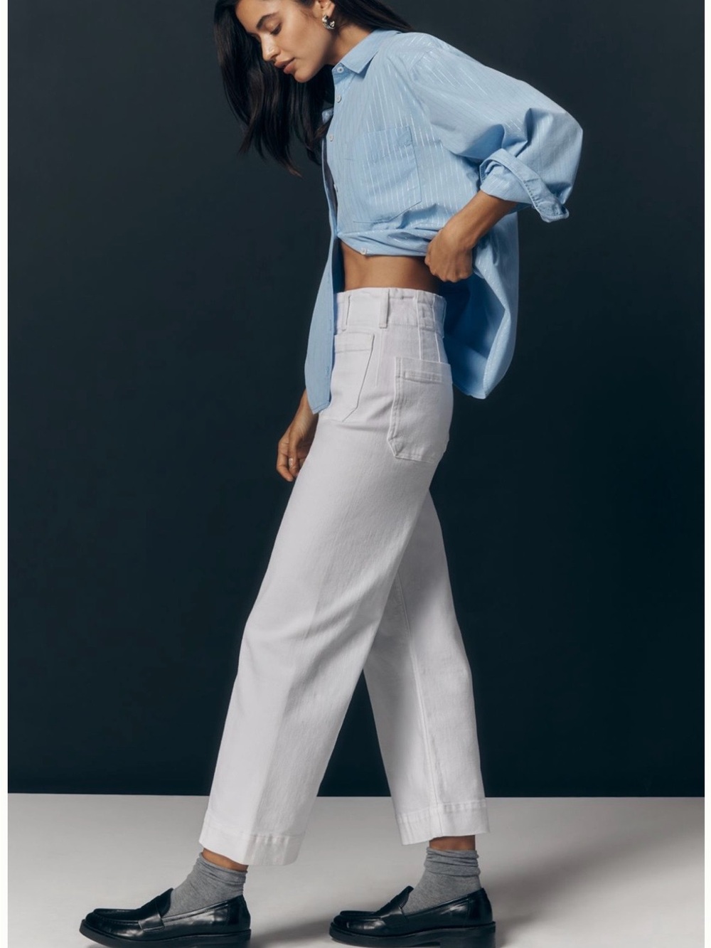 Anthropologie Pilcro White Wide-Leg High-Rise Jeans